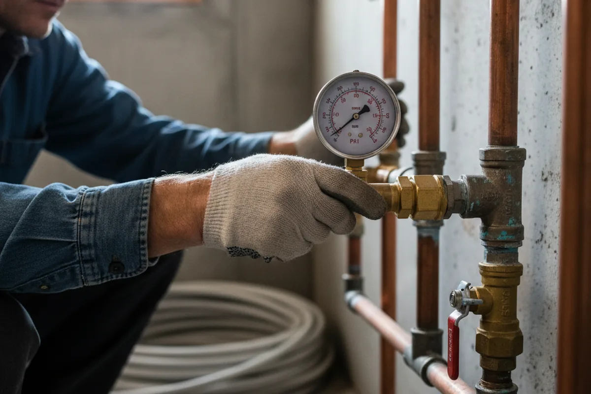 Pressure testing a repaired line during Water Line Repair in Pipersville